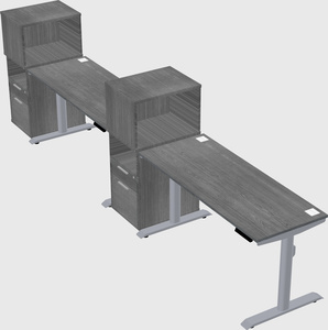 Dual motor electric desk w/cabinet