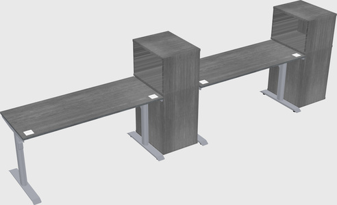 Dual motor electric desk w/cabinet