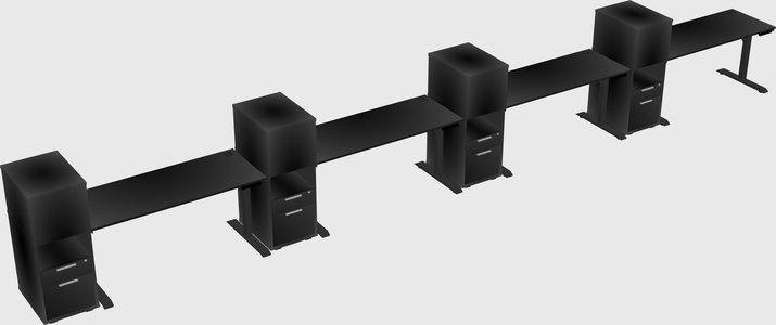 Dual motor electric desk w/cabinet