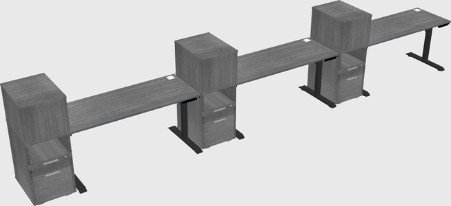 Dual motor electric desk w/cabinet