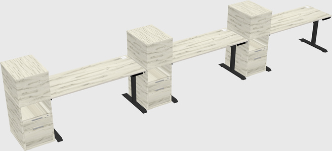 Dual motor electric desk w/cabinet