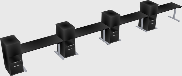 Dual motor electric desk w/cabinet