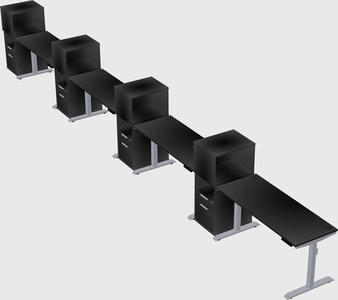 Dual motor electric desk w/cabinet