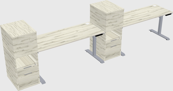 Dual motor electric desk w/cabinet