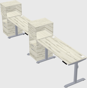 Dual motor electric desk w/cabinet