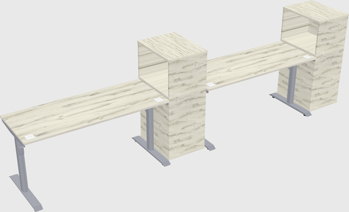 Dual motor electric desk w/cabinet
