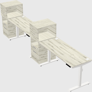 Dual motor electric desk w/cabinet