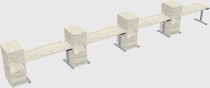 Dual motor electric desk w/cabinet