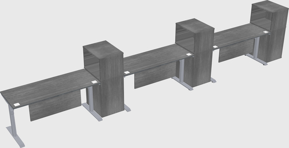 Dual motor electric desk w/cabinet