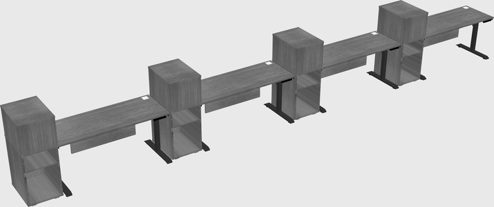 Dual motor electric desk w/cabinet