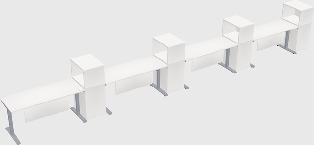Dual motor electric desk w/cabinet