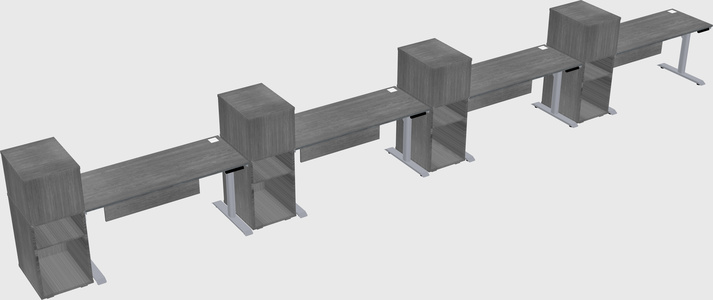 Dual motor electric desk w/cabinet
