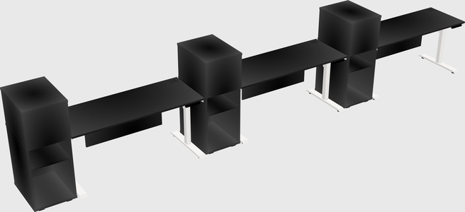 Dual motor electric desk w/cabinet