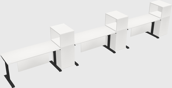 Dual motor electric desk w/cabinet