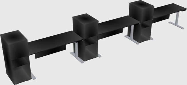 Dual motor electric desk w/cabinet