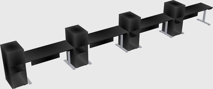 Dual motor electric desk w/cabinet