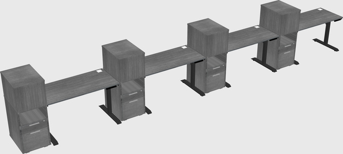 Dual motor electric desk w/cabinet