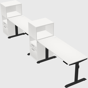 Dual motor electric desk w/cabinet