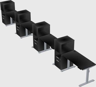 Dual motor electric desk w/cabinet