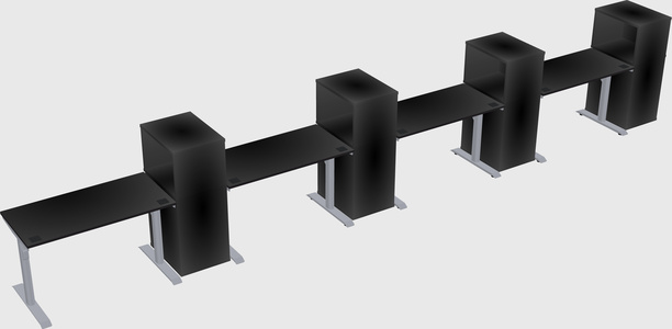 Dual motor electric desk w/cabinet