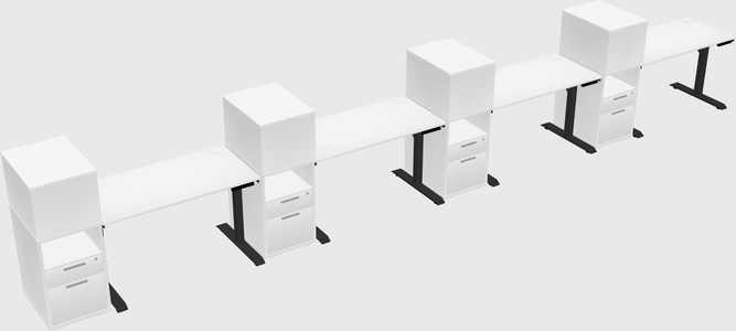 Dual motor electric desk w/cabinet