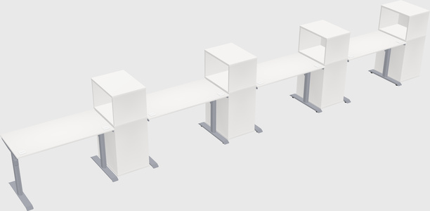 Dual motor electric desk w/cabinet