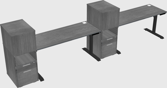 Dual motor electric desk w/cabinet