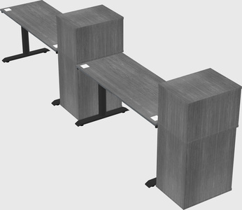 Dual motor electric desk w/cabinet