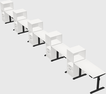Dual motor electric desk w/cabinet