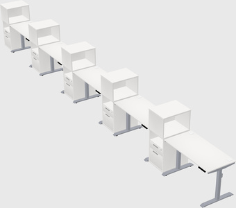 Dual motor electric desk w/cabinet
