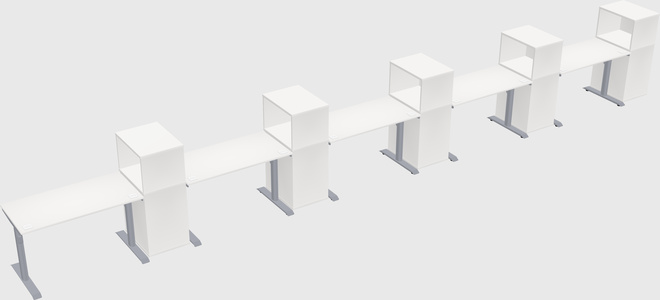 Dual motor electric desk w/cabinet