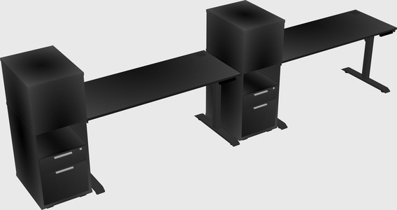 Dual motor electric desk w/cabinet