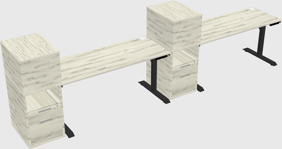 Dual motor electric desk w/cabinet