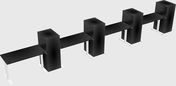 Dual motor electric desk w/cabinet
