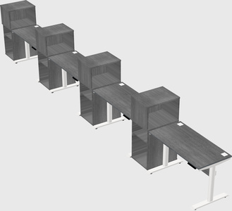 Dual motor electric desk w/cabinet