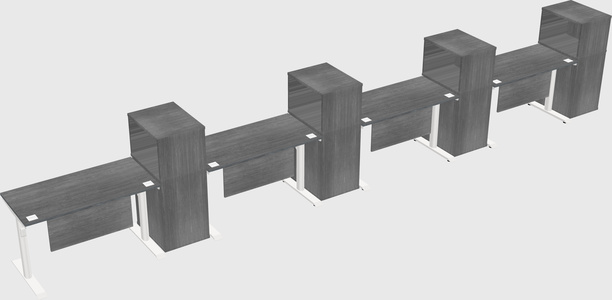 Dual motor electric desk w/cabinet