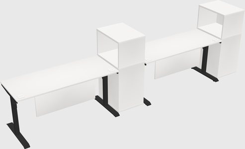 Dual motor electric desk w/cabinet