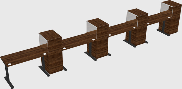 Dual motor electric desk w/cabinet