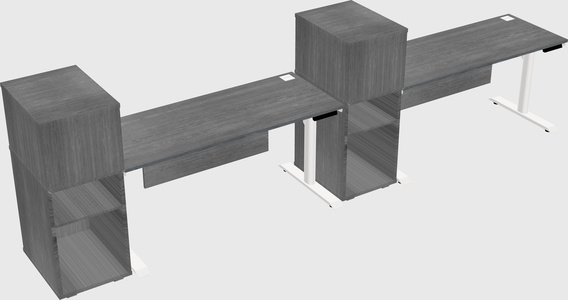 Dual motor electric desk w/cabinet