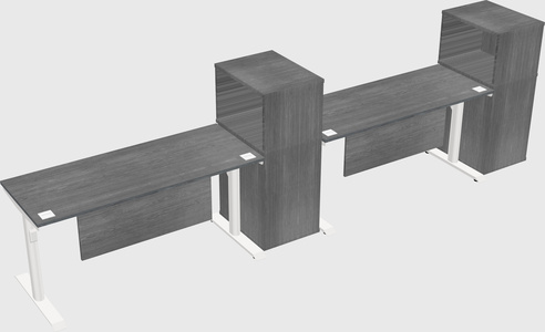 Dual motor electric desk w/cabinet