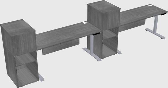 Dual motor electric desk w/cabinet