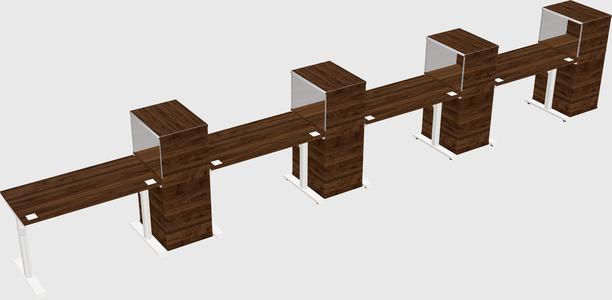 Dual motor electric desk w/cabinet