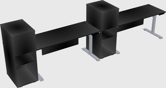 Dual motor electric desk w/cabinet