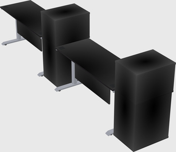 Dual motor electric desk w/cabinet