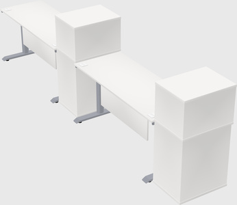 Dual motor electric desk w/cabinet