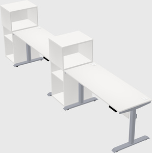 Dual motor electric desk w/cabinet