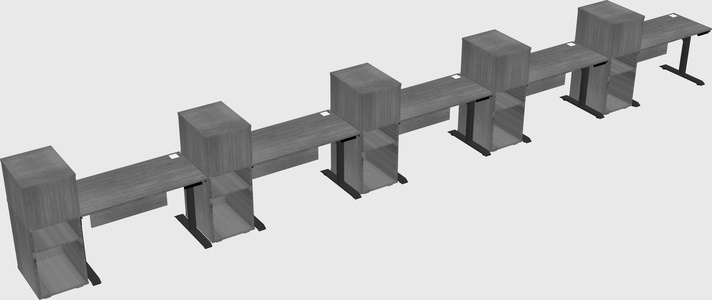 Dual motor electric desk w/cabinet