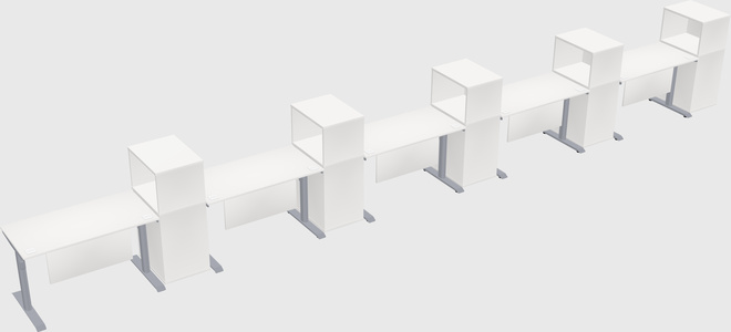 Dual motor electric desk w/cabinet