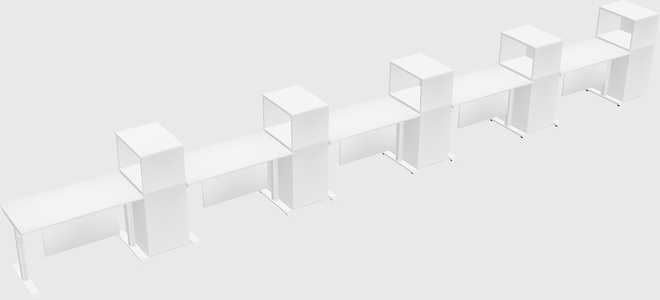 Dual motor electric desk w/cabinet