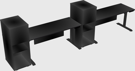 Dual motor electric desk w/cabinet